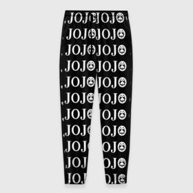 Мужские брюки 3D с принтом JOJOJOJOJOJOJOJOJ BLACK в Тюмени, 100% полиэстер | манжеты по низу, эластичный пояс регулируется шнурком, по бокам два кармана без застежек, внутренняя часть кармана из мелкой сетки | anime | jojo | jojo’s bizarre adventure | аниме | анимэ | биззаре адвенчер | джо | джо джо | джоджо | джонатан джостар | дзёсукэ хигасиката | дзётаро кудзё | жожо | игги | кира | лого | манга | невероятные приключения