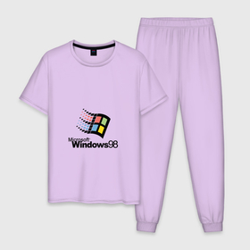 Мужская пижама хлопок с принтом Windows 98 в Екатеринбурге, 100% хлопок | брюки и футболка прямого кроя, без карманов, на брюках мягкая резинка на поясе и по низу штанин
 | microsoft | windows | windows98 | виндовс | майкрософт