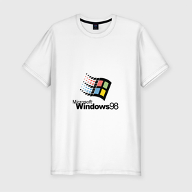 Мужская футболка хлопок Slim с принтом Windows 98 в Тюмени, 92% хлопок, 8% лайкра | приталенный силуэт, круглый вырез ворота, длина до линии бедра, короткий рукав | microsoft | windows | windows98 | виндовс | майкрософт