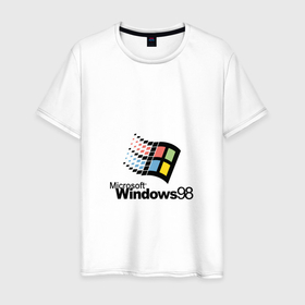 Мужская футболка хлопок с принтом Windows 98 в Тюмени, 100% хлопок | прямой крой, круглый вырез горловины, длина до линии бедер, слегка спущенное плечо. | microsoft | windows | windows98 | виндовс | майкрософт