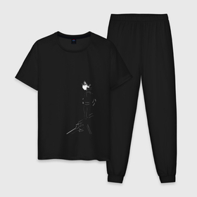 Мужская пижама хлопок с принтом Кирито , 100% хлопок | брюки и футболка прямого кроя, без карманов, на брюках мягкая резинка на поясе и по низу штанин
 | sao | sword art online | аниме | кирито | мастера меча онлайн | меч | мечник | парень