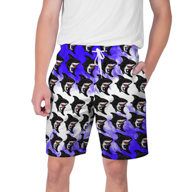 Мужские шорты 3D с принтом Акула в Тюмени,  полиэстер 100% | прямой крой, два кармана без застежек по бокам. Мягкая трикотажная резинка на поясе, внутри которой широкие завязки. Длина чуть выше колен | fire | абстракция | акула | акулы | огонь