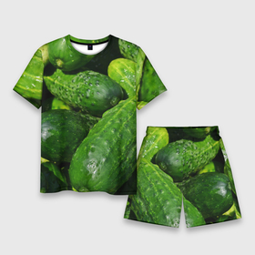 Мужской костюм с шортами 3D с принтом Огурцы в Санкт-Петербурге,  |  | еда | зелень | огород | огурец | огуречик | огурцы | огурчик | огурчики | природа | растение | растения | флора