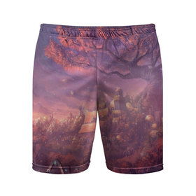 Мужские шорты спортивные с принтом Fantasy Forest ,  |  | абстракция | аниме | вода | гора | горы | градиент | дерево | деревья | елки | закат | лес | лист | листочек | листья | луна | море | на каждый день | небо | ночь | облака | осень | пикачу | розовый | сакура