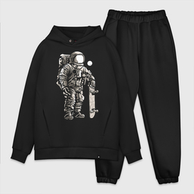 Мужской костюм хлопок OVERSIZE с принтом Space skateboarding ,  |  | cosmonaut | cosmos | moon | skateboard | space | spacesuit | космонавт | космос | луна | скафандр