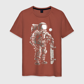 Мужская футболка хлопок с принтом Space skateboarding , 100% хлопок | прямой крой, круглый вырез горловины, длина до линии бедер, слегка спущенное плечо. | cosmonaut | cosmos | moon | skateboard | space | spacesuit | космонавт | космос | луна | скафандр