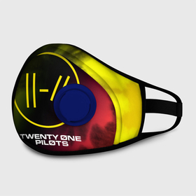 Маска из неопрена с принтом TWENTY ONE PILOTS / 21 PILOTS в городе Новоалтайск, неопрен 100% | Форма огибающая нос. Резинки для ушей с дополнительной резинкой на затылке. Клапан для выдоха для активного дыхания при занятиях спортом. Эластичный материал маски и окантовки для лучшего растяжения и прилегания маски.  | Тематика изображения на принте: logo | music | one | pilots | rock | symbol | top | twenty | twentyonepilots | ван | группа | лого | логотип | логотипы | музыка | пилотс | рок | символ | символы | твенти | топ