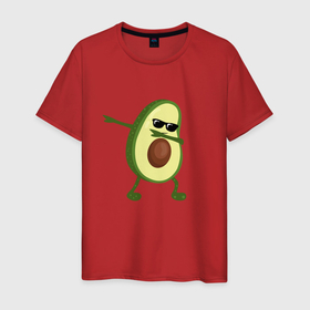 Мужская футболка хлопок с принтом Авокадо дэб в Екатеринбурге, 100% хлопок | прямой крой, круглый вырез горловины, длина до линии бедер, слегка спущенное плечо. | Тематика изображения на принте: dab | авокадо | даб | дэб | мем | очки | фрукт