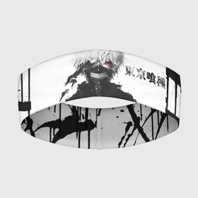 Повязка на голову 3D с принтом Токийский гуль в Петрозаводске,  |  | абстракция | аниме | брызги | канеки | кен | кен канеки | токийский гуль | чб