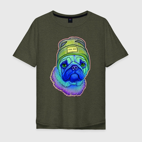 Мужская футболка хлопок Oversize с принтом Мопс , 100% хлопок | свободный крой, круглый ворот, “спинка” длиннее передней части | mops | pug | pugs | мопс | мопсы