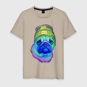 Мужская футболка хлопок с принтом Мопс в Петрозаводске, 100% хлопок | прямой крой, круглый вырез горловины, длина до линии бедер, слегка спущенное плечо. | mops | pug | pugs | мопс | мопсы