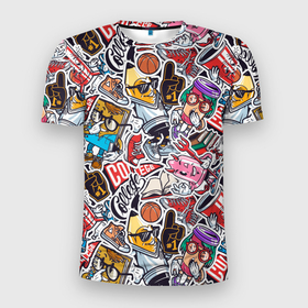 Мужская футболка 3D Slim с принтом MIX в Ухте, 100% полиэстер с улучшенными характеристиками | приталенный силуэт, круглая горловина, широкие плечи, сужается к линии бедра | Тематика изображения на принте: иллюстрация | картинки | красиво | модно | мультфильм | рисунок