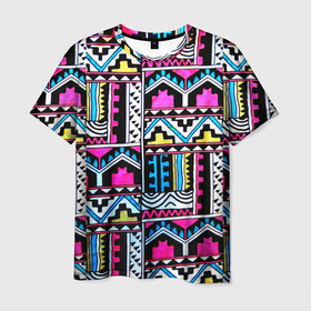 Мужская футболка 3D с принтом Ацтеки в Санкт-Петербурге, 100% полиэфир | прямой крой, круглый вырез горловины, длина до линии бедер | абстракция | африка | африканский мотив | африканский паттерн | ацтеки | коллаж | паттерн | хиппи