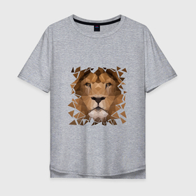 Мужская футболка хлопок Oversize с принтом Лев , 100% хлопок | свободный крой, круглый ворот, “спинка” длиннее передней части | арт | геометрия | зверь | лев | тигр. кошка | царь
