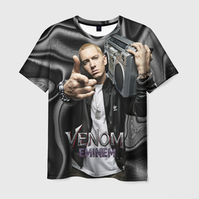 Мужская футболка 3D с принтом Eminem-Venom в Петрозаводске, 100% полиэфир | прямой крой, круглый вырез горловины, длина до линии бедер | eminem | rap | venom eminem | рэп | хип хоп | эминем