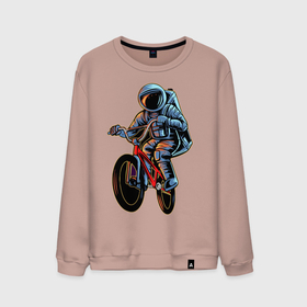 Мужской свитшот хлопок с принтом Bicycle в Тюмени, 100% хлопок |  | bicycle | cosmonaut | cosmos | drive | extreme | space | spacesuit | велосипед | космонавт | космос | скафандр | экстрим