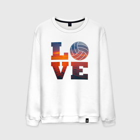 Мужской свитшот хлопок с принтом LOVE Volleyball в Санкт-Петербурге, 100% хлопок |  | beach | i love | live | love | voleybal | volleyball | волебол | волейбол | волейболист | волейболистка | воллейбол | пляжный | я люблю