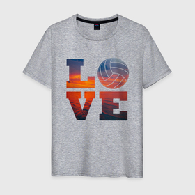 Мужская футболка хлопок с принтом LOVE Volleyball в Санкт-Петербурге, 100% хлопок | прямой крой, круглый вырез горловины, длина до линии бедер, слегка спущенное плечо. | beach | i love | live | love | voleybal | volleyball | волебол | волейбол | волейболист | волейболистка | воллейбол | пляжный | я люблю