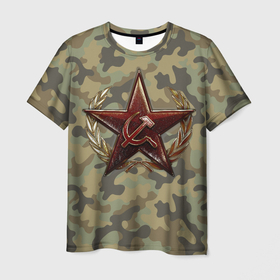 Мужская футболка 3D с принтом Советская звезда в Новосибирске, 100% полиэфир | прямой крой, круглый вырез горловины, длина до линии бедер | Тематика изображения на принте: звезда | орден | серп и молот | символика. | ссср