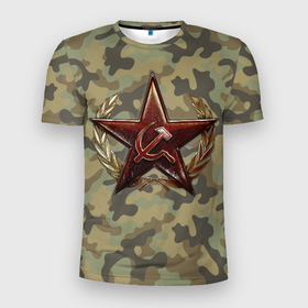 Мужская футболка 3D спортивная с принтом Советская звезда в Белгороде, 100% полиэстер с улучшенными характеристиками | приталенный силуэт, круглая горловина, широкие плечи, сужается к линии бедра | звезда | орден | серп и молот | символика. | ссср