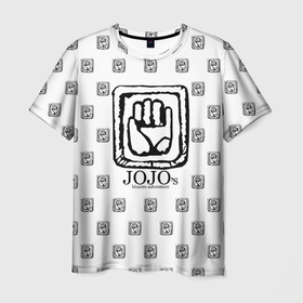 Мужская футболка 3D с принтом JoJo Bizarre Adventure в Новосибирске, 100% полиэфир | прямой крой, круглый вырез горловины, длина до линии бедер | anime | jojo | jojo’s bizarre adventure | аниме | анимэ | биззаре адвенчер | джо | джо джо | джоджо | джонатан джостар | дзёсукэ хигасиката | дзётаро кудзё | жожо | игги | кира | лого | манга | невероятные приключения