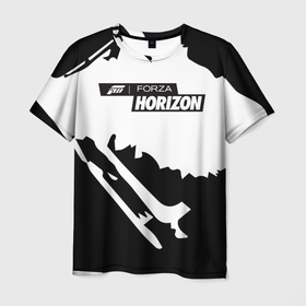 Мужская футболка 3D с принтом Forza Horizon в Екатеринбурге, 100% полиэфир | прямой крой, круглый вырез горловины, длина до линии бедер | Тематика изображения на принте: fh4 | forza | games | horizon | playground | авто | гонки | горизонт | машины | сила | фестиваль | форза | хоризон