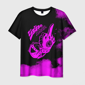 Мужская футболка 3D с принтом Джоджо fuck фиолетовый , 100% полиэфир | прямой крой, круглый вырез горловины, длина до линии бедер | anime | jojo | jojo’s bizarre adventure | аниме | анимэ | биззаре адвенчер | джо | джо джо | джоджо | джонатан джостар | дзёсукэ хигасиката | дзётаро кудзё | жожо | игги | кира | лого | манга | невероятные приключения