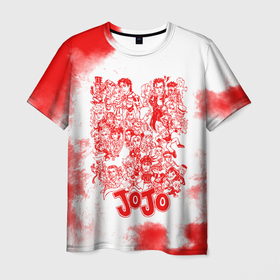 Мужская футболка 3D с принтом Джоджо герои красный дым в Белгороде, 100% полиэфир | прямой крой, круглый вырез горловины, длина до линии бедер | Тематика изображения на принте: anime | jojo | jojo’s bizarre adventure | аниме | анимэ | биззаре адвенчер | джо | джо джо | джоджо | джонатан джостар | дзёсукэ хигасиката | дзётаро кудзё | жожо | игги | кира | лого | манга | невероятные приключения