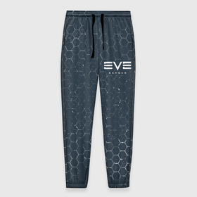 Мужские брюки 3D с принтом EVE ECHOES / ИВ ЭХО в Тюмени, 100% полиэстер | манжеты по низу, эластичный пояс регулируется шнурком, по бокам два кармана без застежек, внутренняя часть кармана из мелкой сетки | Тематика изображения на принте: echo | echoes | eve | game | games | logo | online | space | ев онлайн | ев эхо | еве | ив онлайн | ив эхо | игра | игры | космос | лого | логотип | логотипы | онлайн | символ | символы | эхо | эхос