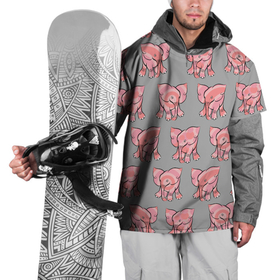 Накидка на куртку 3D с принтом РОЗОВЫЕ СЛОНИКИ ПАТТЕРН в Белгороде, 100% полиэстер |  | бесшовный паттерн | животные. слоны | милота | нежнятина | серый | слоники. розовый
