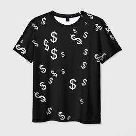Мужская футболка 3D с принтом Доллар в Кировске, 100% полиэфир | прямой крой, круглый вырез горловины, длина до линии бедер | банк | белое | валюта | деньги | символ | сша | черное | черное белое | шрифт