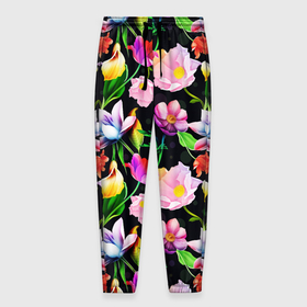 Мужские брюки 3D с принтом Разноцветие в Новосибирске, 100% полиэстер | манжеты по низу, эластичный пояс регулируется шнурком, по бокам два кармана без застежек, внутренняя часть кармана из мелкой сетки | fashion | flower pattern | бабочки | девушкам | зелень | лепестки | лето | листья | маки | марта | нежные | паттерн | пионы | подарок | природа | растения | ромашки | тропики | тропические | узоры | цветочки