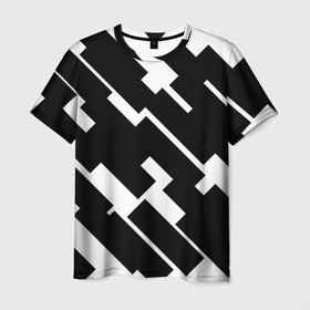 Мужская футболка 3D с принтом ГЕОМЕТРИЯ,АБСТРАКЦИЯ,ПОЛОСЫ в Тюмени, 100% полиэфир | прямой крой, круглый вырез горловины, длина до линии бедер | абстракция | геометрия | графика | полосы | узор | чернобелый