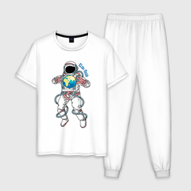 Мужская пижама хлопок с принтом Elon Musk в Курске, 100% хлопок | брюки и футболка прямого кроя, без карманов, на брюках мягкая резинка на поясе и по низу штанин
 | astronaut | celebrity | cosmonaut | cosmos | genius | gloves | planet | space | spacesuit | гений | знаменитость | космонавт | космос | перчатки | планета | скафандр