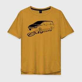 Мужская футболка хлопок Oversize с принтом Odyssey_3 в Кировске, 100% хлопок | свободный крой, круглый ворот, “спинка” длиннее передней части | jdm | stance | минивэн. | одиссей | тачка | хонда