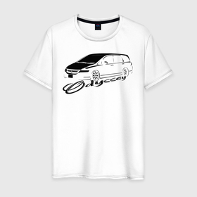 Мужская футболка хлопок с принтом Odyssey_3 в Петрозаводске, 100% хлопок | прямой крой, круглый вырез горловины, длина до линии бедер, слегка спущенное плечо. | jdm | stance | минивэн. | одиссей | тачка | хонда