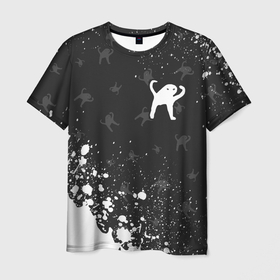 Мужская футболка 3D с принтом ЪУЪ СЪУКА в Тюмени, 100% полиэфир | прямой крой, круглый вырез горловины, длина до линии бедер | mem | meme | memes | кот | котик | коты | кошка | кошки | мем | мемы | прикол | приколы | съука | ъуъ