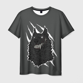 Мужская футболка 3D с принтом Волк в Екатеринбурге, 100% полиэфир | прямой крой, круглый вырез горловины, длина до линии бедер | woolf | волк | зверь | клык | оборотень | оскал | собака