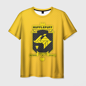 Мужская футболка 3D с принтом Hufflepuff , 100% полиэфир | прямой крой, круглый вырез горловины, длина до линии бедер | harry potter | hufflepuff | vdzabma | гарри поттер | пуффендуй | хаффлпафф