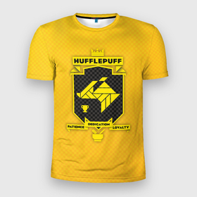 Мужская футболка 3D спортивная с принтом Hufflepuff в Белгороде, 100% полиэстер с улучшенными характеристиками | приталенный силуэт, круглая горловина, широкие плечи, сужается к линии бедра | harry potter | hufflepuff | vdzabma | гарри поттер | пуффендуй | хаффлпафф