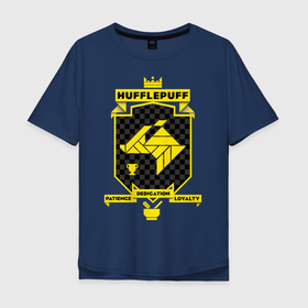 Мужская футболка хлопок Oversize с принтом Hufflepuff в Екатеринбурге, 100% хлопок | свободный крой, круглый ворот, “спинка” длиннее передней части | harry potter | hufflepuff | vdzabma | гарри поттер | пуффендуй | хаффлпафф