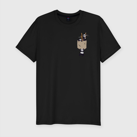 Мужская футболка хлопок Slim с принтом Панды в Тюмени, 92% хлопок, 8% лайкра | приталенный силуэт, круглый вырез ворота, длина до линии бедра, короткий рукав | Тематика изображения на принте: бамбук | животные | карман | панда