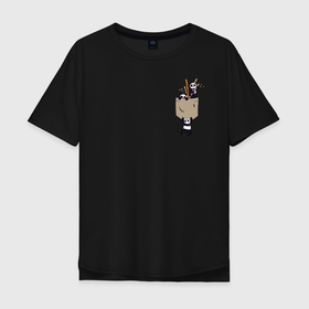 Мужская футболка хлопок Oversize с принтом Панды в Кировске, 100% хлопок | свободный крой, круглый ворот, “спинка” длиннее передней части | бамбук | животные | карман | панда