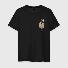 Мужская футболка хлопок с принтом Панды в Санкт-Петербурге, 100% хлопок | прямой крой, круглый вырез горловины, длина до линии бедер, слегка спущенное плечо. | бамбук | животные | карман | панда