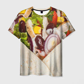 Мужская футболка 3D с принтом Буррито в Белгороде, 100% полиэфир | прямой крой, круглый вырез горловины, длина до линии бедер | food | бурито | буррито | еда | мексиканская еда | острая еда | популярная еда