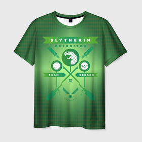 Мужская футболка 3D с принтом Slytherin Quidditch Team в Петрозаводске, 100% полиэфир | прямой крой, круглый вырез горловины, длина до линии бедер | Тематика изображения на принте: harry potter | quidditch | slytherin | vdzabma | гарри поттер | квиддич | слизерин