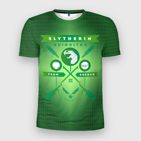 Мужская футболка 3D спортивная с принтом Slytherin Quidditch Team в Белгороде, 100% полиэстер с улучшенными характеристиками | приталенный силуэт, круглая горловина, широкие плечи, сужается к линии бедра | harry potter | quidditch | slytherin | vdzabma | гарри поттер | квиддич | слизерин