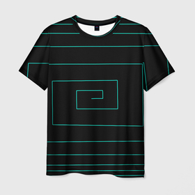 Мужская футболка 3D с принтом геометрия нарушена в Екатеринбурге, 100% полиэфир | прямой крой, круглый вырез горловины, длина до линии бедер | Тематика изображения на принте: cyber | neon | punk | tron | геометрия