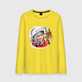Мужской лонгслив хлопок с принтом Юрий Гагарин 1 в Тюмени, 100% хлопок |  | звезды | земля | история | космос | орбита | ракета