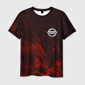 Мужская футболка 3D с принтом NISSAN в Санкт-Петербурге, 100% полиэфир | прямой крой, круглый вырез горловины, длина до линии бедер | nissan | авто | автомобиль | логотип | марка | машина | надпись | нисан | текстура